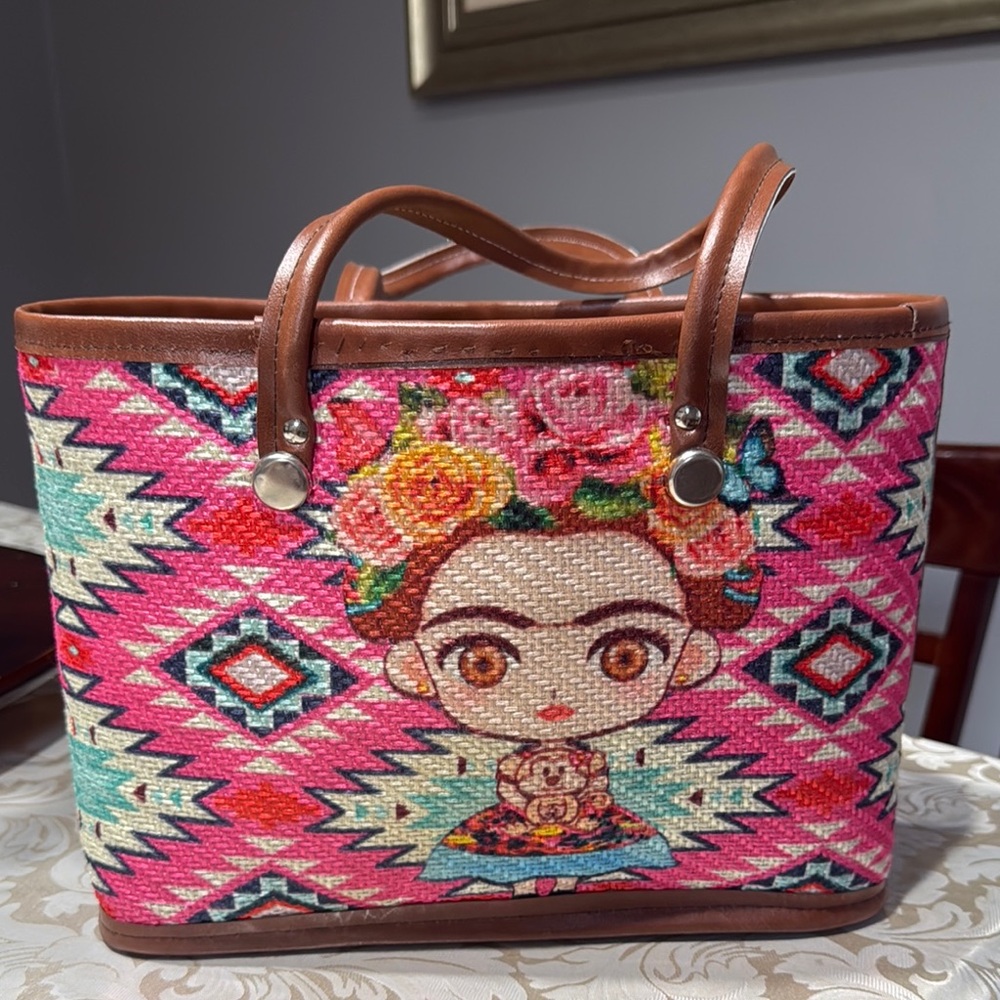 Mexican Colorful Geometric Tote Bag with Artistic Illustration